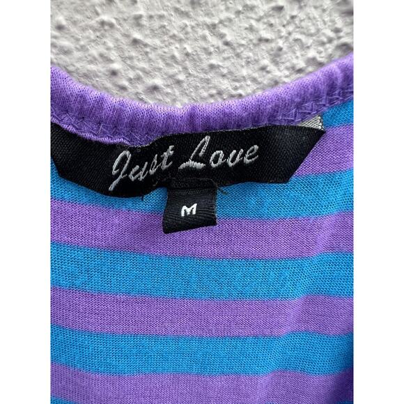 Womens Just Love Dress Size Medium Blue and Purple Striped Sleeveless - Picture 5 of 10